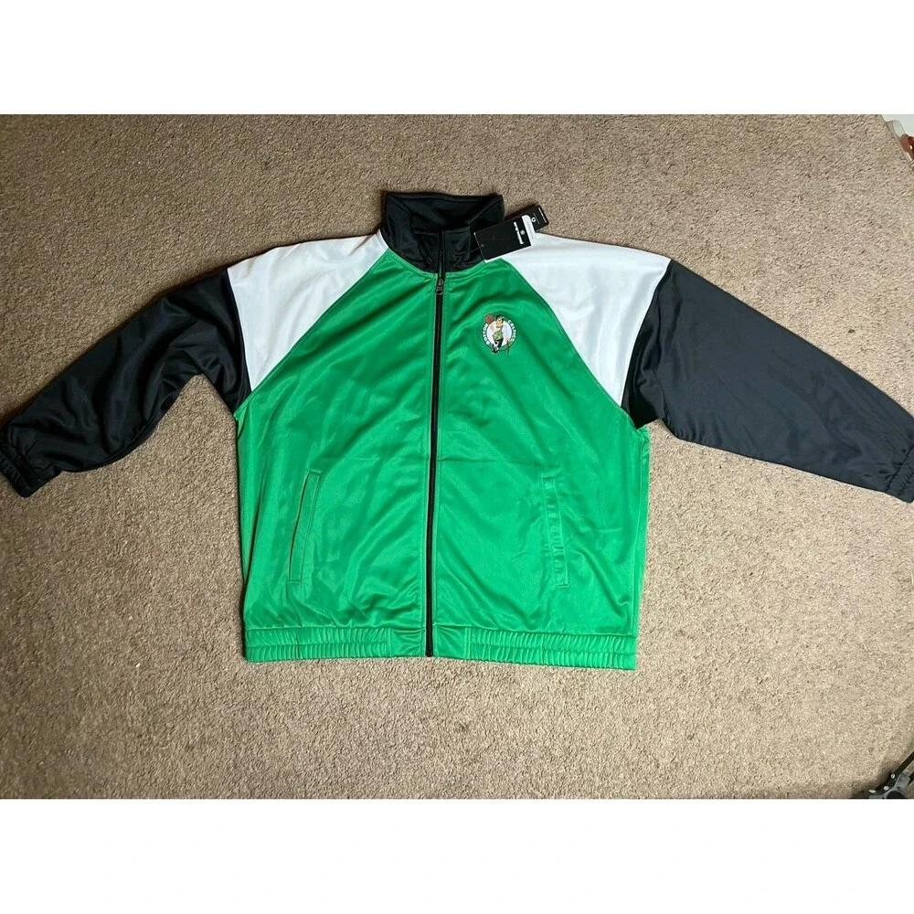 New BOSTON CELTICS Team Basketball NBA Track JACKET Women’s 2XL Carl Banks G-III
